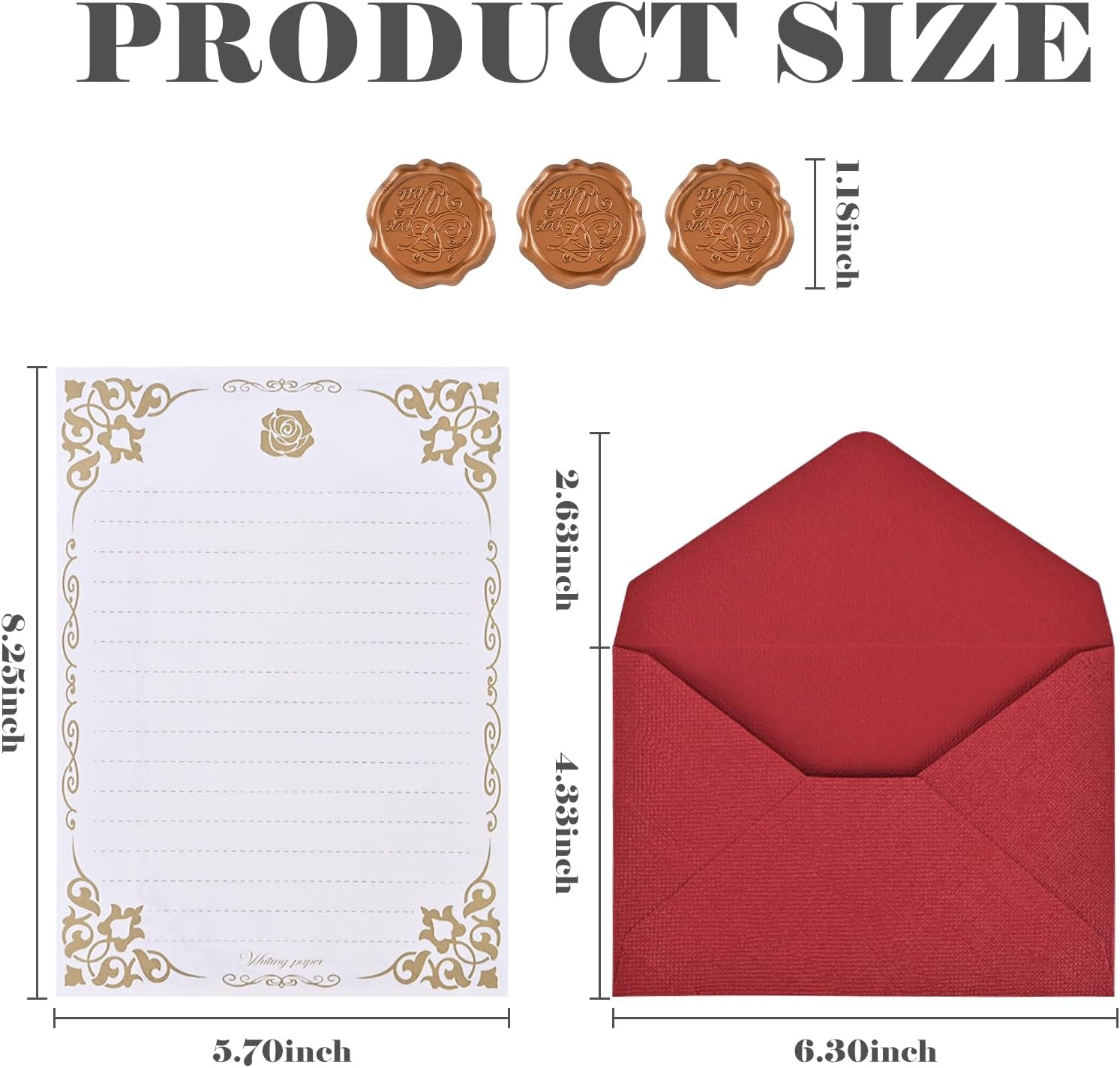 BAYTORY 27Pcs Stationery Paper and Envelopes Set, A6 Vintage Envelopes, Love Letter Papers Letter Writing Kit, Letter Writing Stationery for Invitation (Multicolor & Letter Papers) image number 3