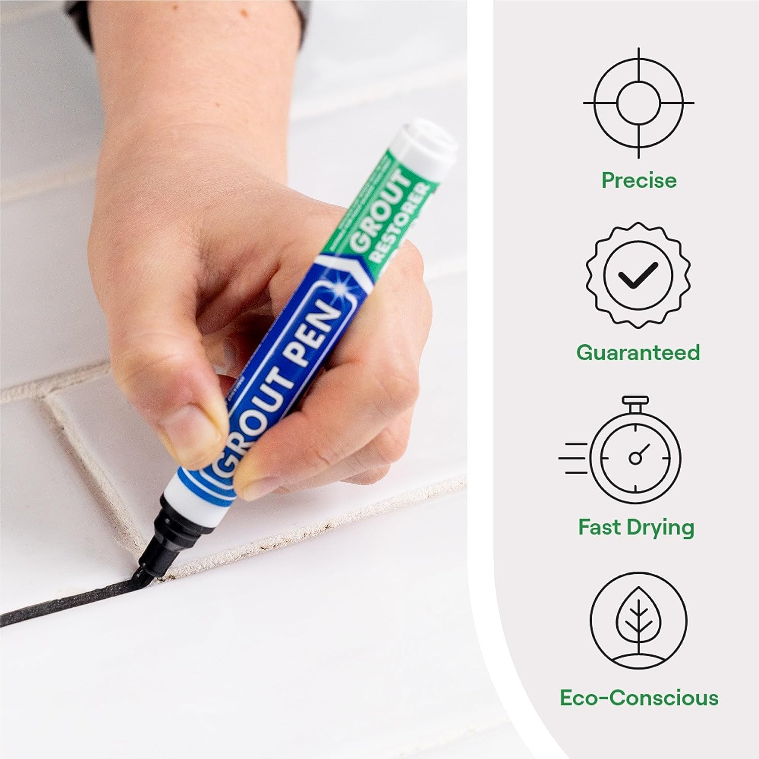 Grout Pen - Designed for Restoring Tile Grout in Bathrooms & Kitchens (Black) image number 5