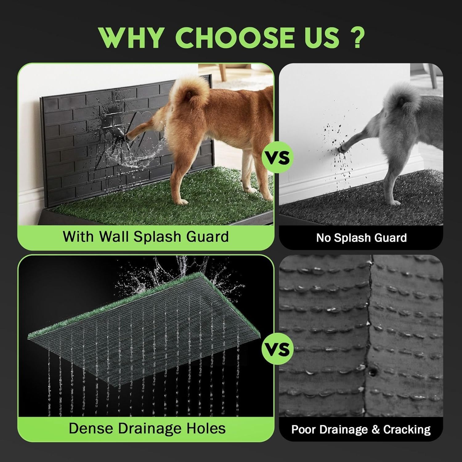 Pet Scene 75X50Cm Dog Toilet Portable Training Potty Puppy Doggy Indoor Bathroom House Fake Artificial Grass Mat Pee Pad Tray Holder Urine Wall Splash Guard image number 5