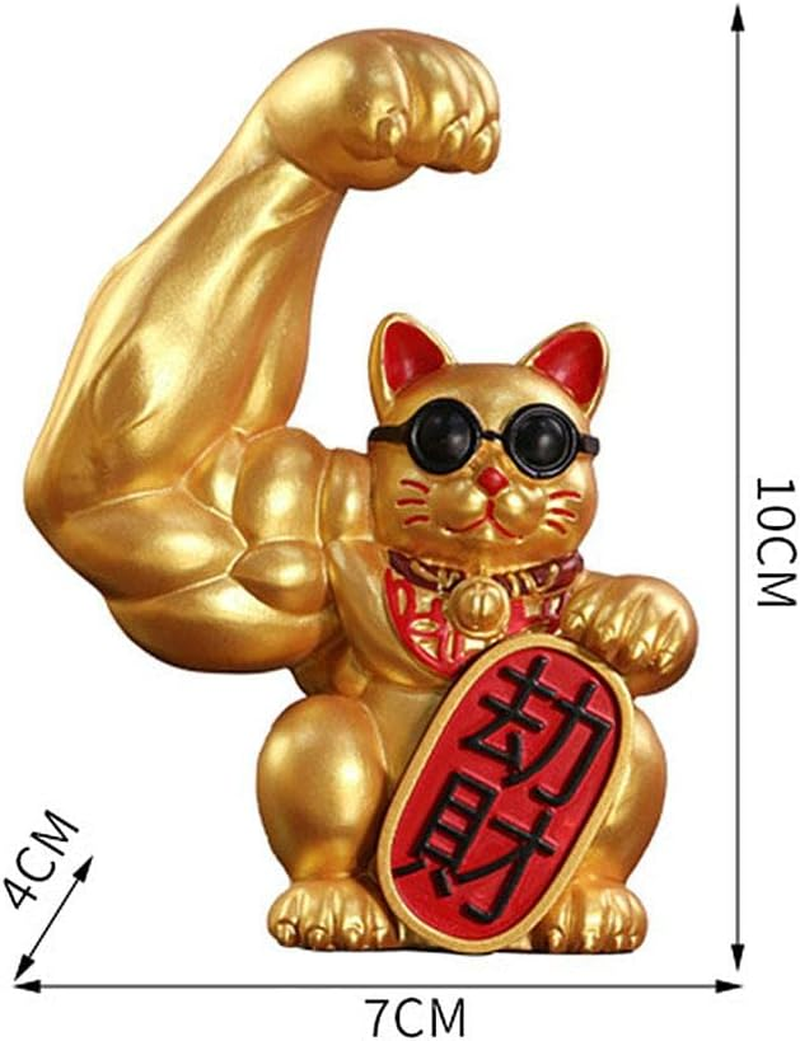 Strong Figurine Big Waving Paw of Cat up Welcoming Cat Feng Shui Statue Car Office Decoration Ornament Accessory - Right Robbery image number 4