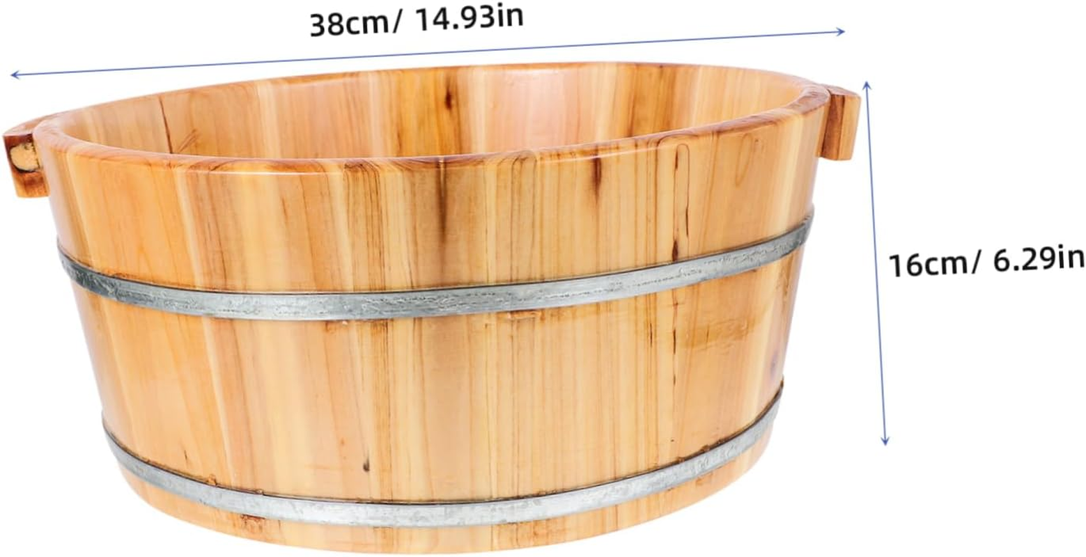 DOITOOL Wooden Foot Soaking Basin Spa Foot Spa Bath Barrel Feet Massage Bucket Foot Washing Tub for Home Spa Sauna Soak Pedicure Dead Skin Remover image number 1