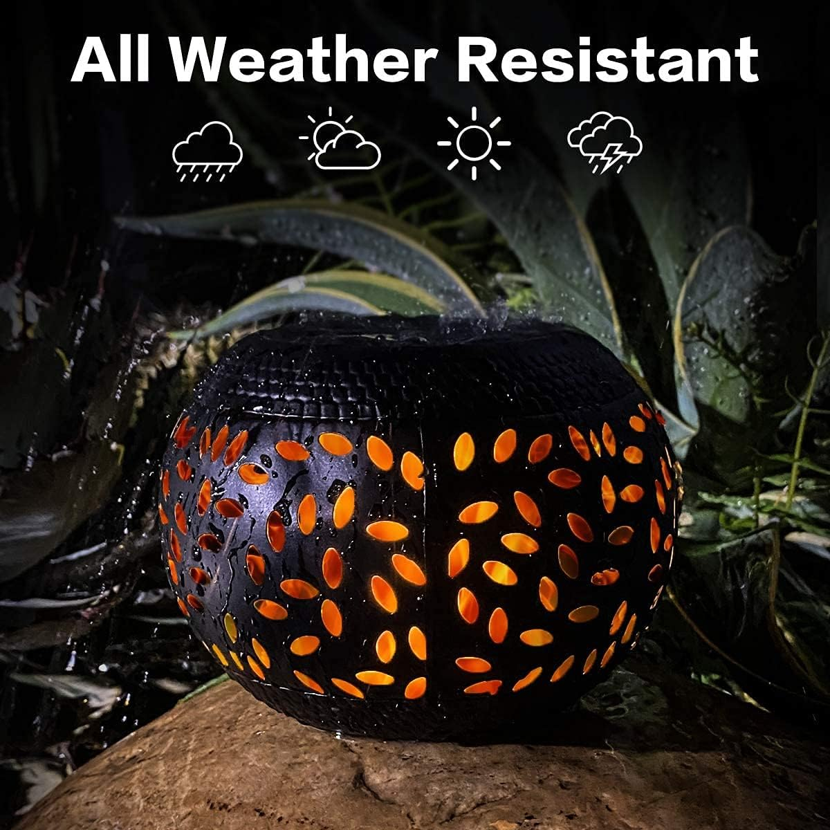 Solar Table Lights Outdoor Waterproof - Dancing Flickering Flame Lamp Black Metal Tabletop Light Solar Powered Decorative Lighting Lantern for Desk Bedroom Patio Garden Pathway Yard (1 Pack) image number 2