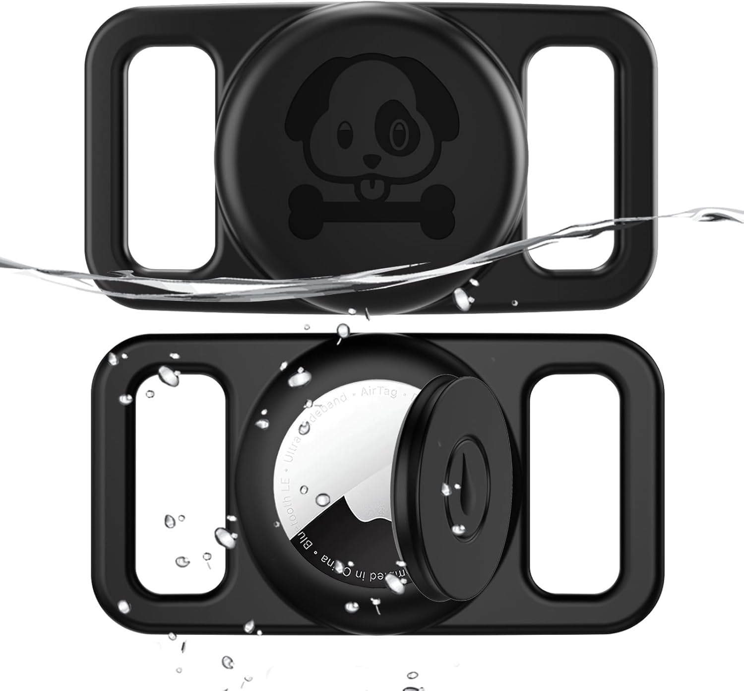 2 Pack Waterproof Airtag Dog Collar Holder Compatible with Apple Airtag, Silicone Hidden Loop Holder for Airtag Tracker, Anti-Lost Dog Collar Air Tag Accessories (Black, Black) image number 5