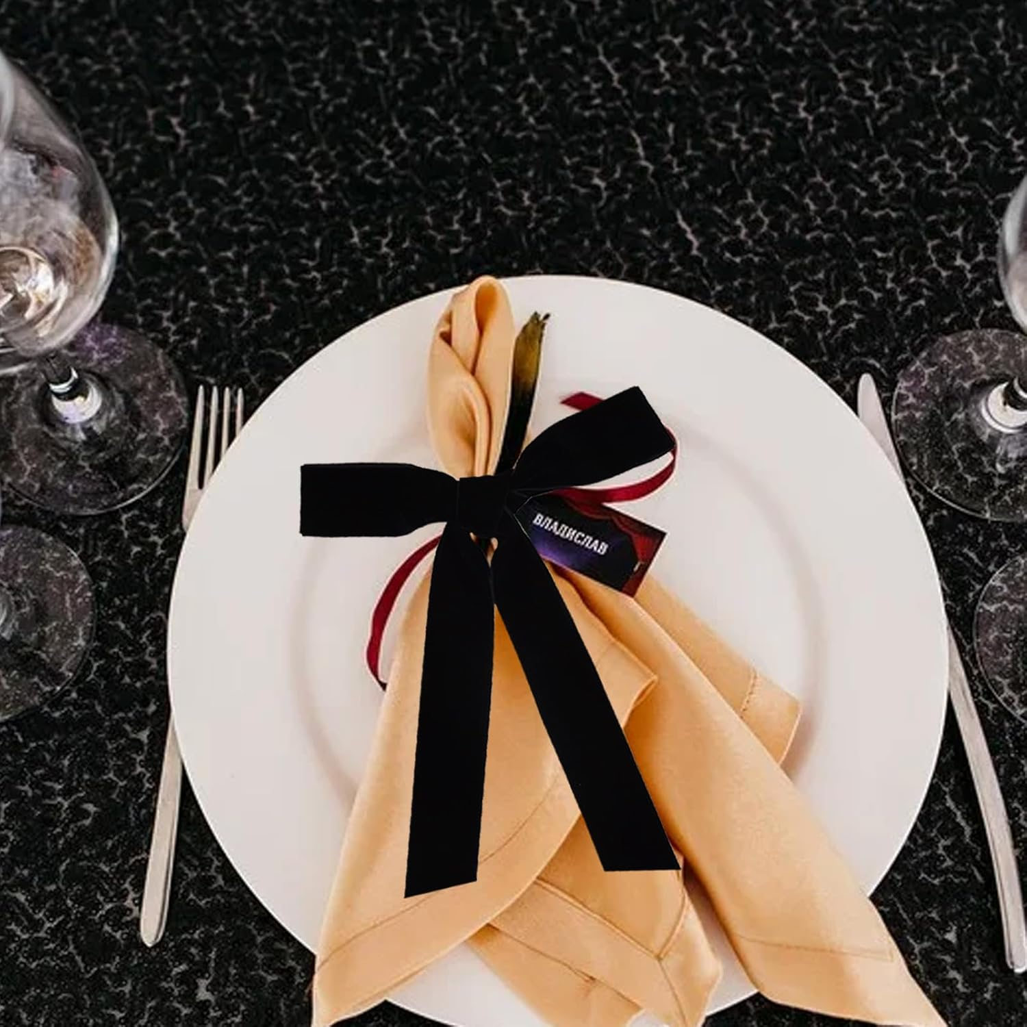 TONIFUL Black Velvet Ribbon 1 Inch X 10Yds, Vintage Velvet Ribbons, for Christmas Wreath Decoration Handmade Craft Ornaments Gift Wrapping & Bow Making, Valentine'S Day Wedding Bouquet Packaging image number 6