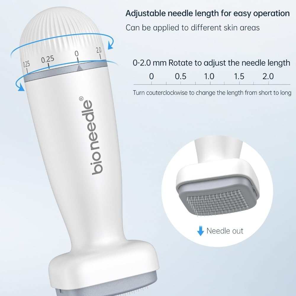 Bio Needle Adjustable Derma Stamp: 120-Pin Micro Needling Tool for Skin Rejuvenation - Precision, Depth Control for Anti-Aging, Scars, & Radiance image number 1