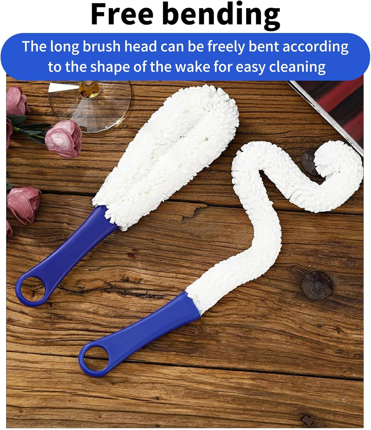 2 Pack Bottle Brush Cleaning Brush Set for Wine Glass Cup Jar Tumbler Narrow Neck Bottle Kitchen Tools Soft Bristles Long Handle for Deep Cleaning Reusable Household Cleaner image number 6