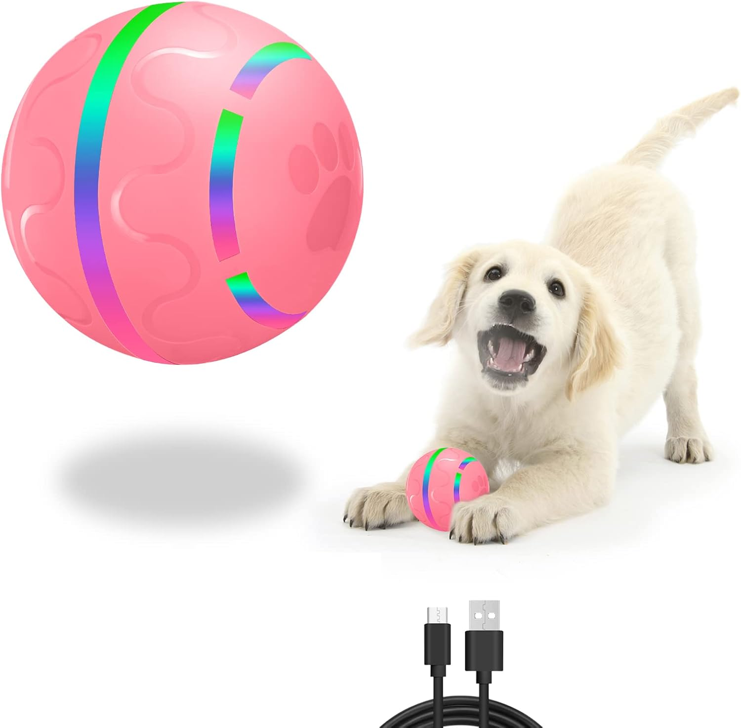 Belobill Interactive Dog Ball Toys, Wicked Ball, Durable Motion Activated Automatic Rolling Ball Toys, Jumping Activation Ball for Puppy/Small/Medium Dogs, USB Rechargeable