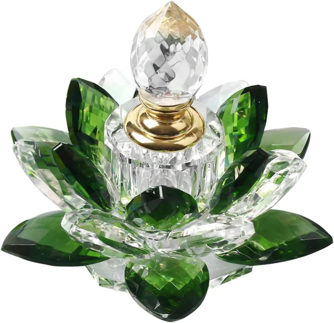 Elegant Green Lotus Perfume Bottle Crystal Glass Storage Bottle Lightweight Travel-Friendly for Business Trips Personal Use image number 2