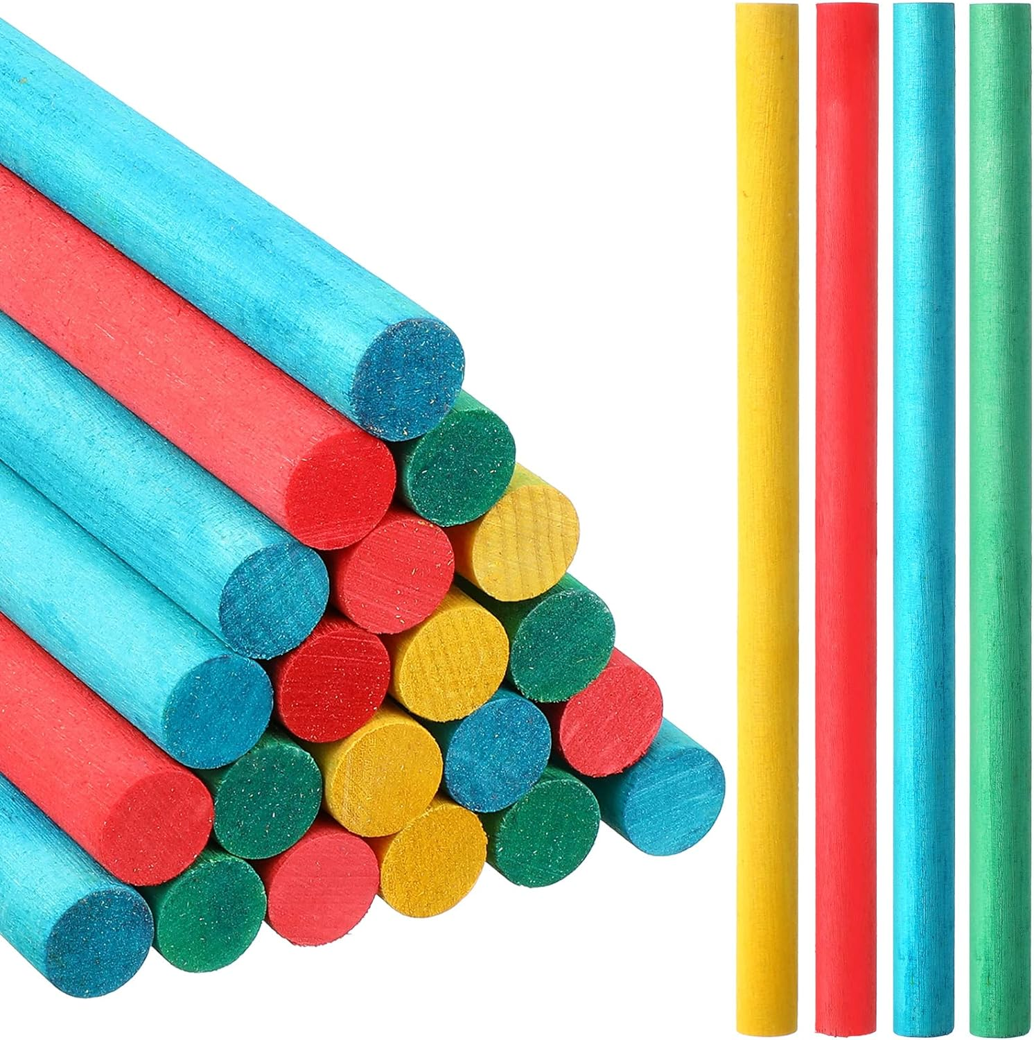 Chunful 24 Pieces Rhythm Sticks Rhythm Music Lummi Sticks Classroom Rhythm Instruments Musical Sticks 4 Colors Wood Sticks for Girls Boys Classroom Play (8 X 1/2 Inch, Red, Green, Yellow, Blue) image number 1