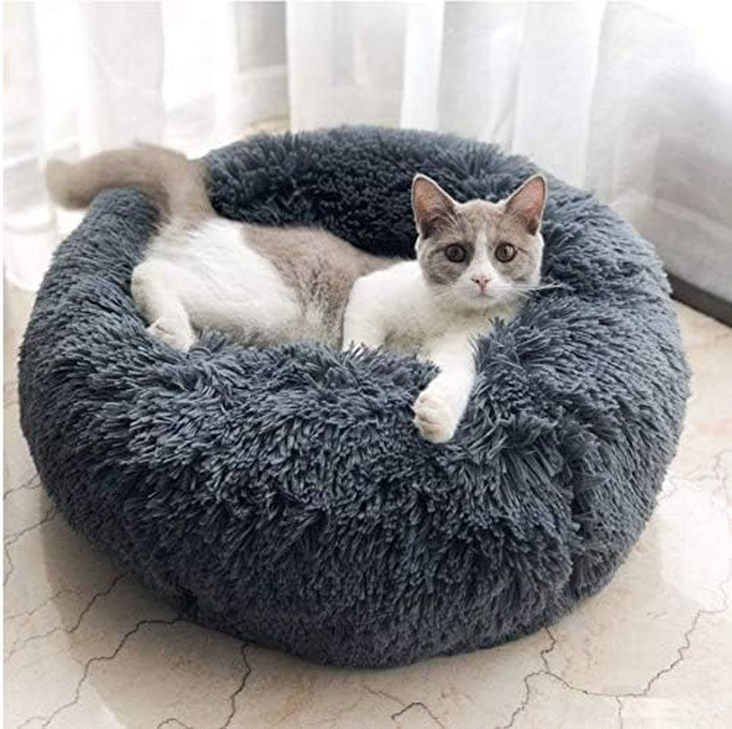 Animo Concept Dog Basket/Cat Bed, Dog Cushion, Cat Bed, Fluffy Cushion, Anti-Stress Cushion, Dream Catcher, round Cushion, Diameter 100 Cm, Grey