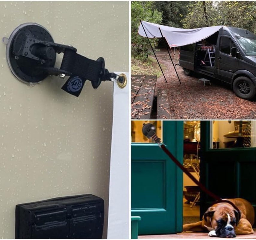 4PCS Heavy Duty Suction Cups,Camping Tarp Accessory Suction Cup Attachment,Outdoor Strong Suction Cup Wall Anchor for Camping Car Van Truck Boat Front and Side Awning (4) image number 5