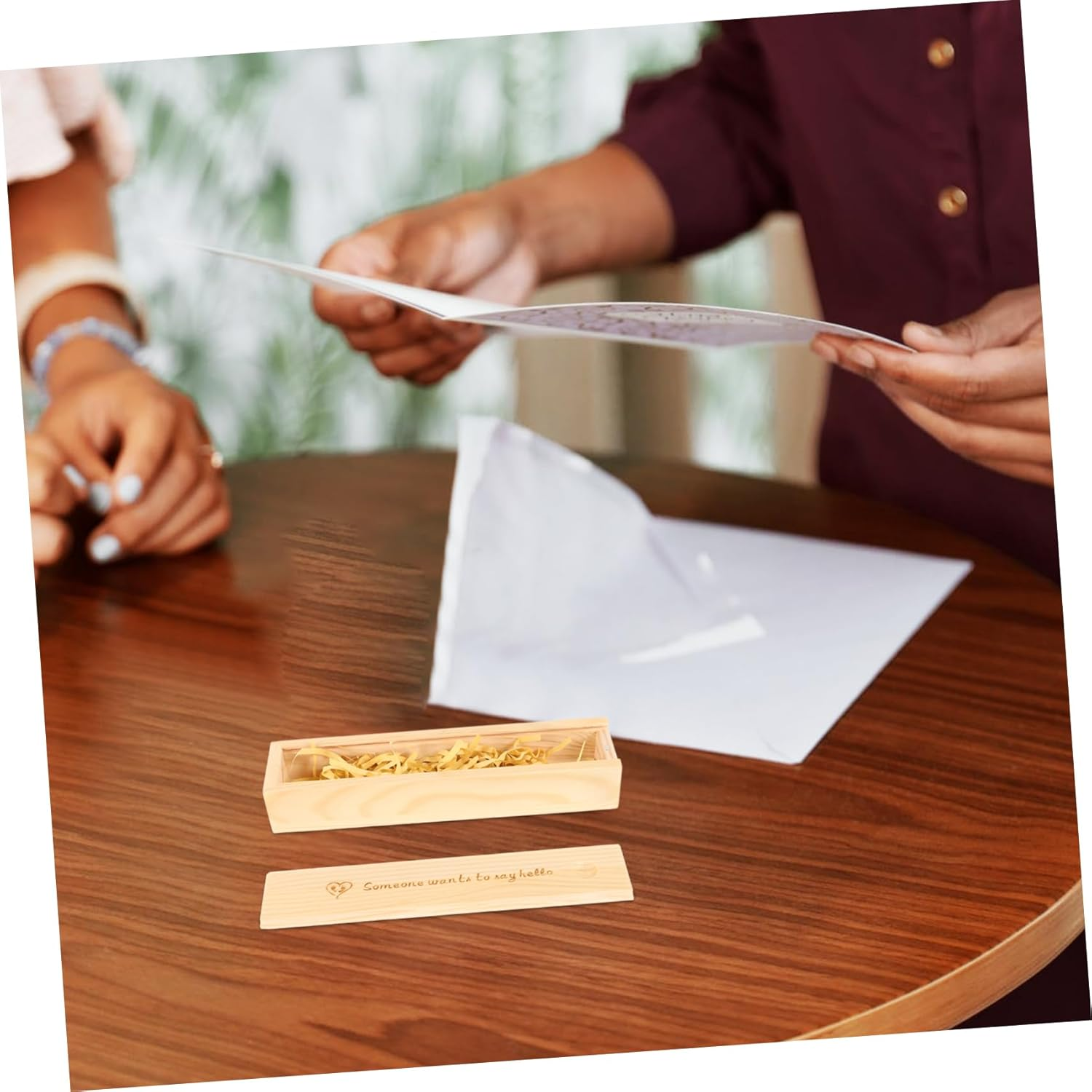 Wooden Pregnancy Test Box Keepsake Storage Decorative Announcement Case for Newborn Elegant Natural Design image number 2