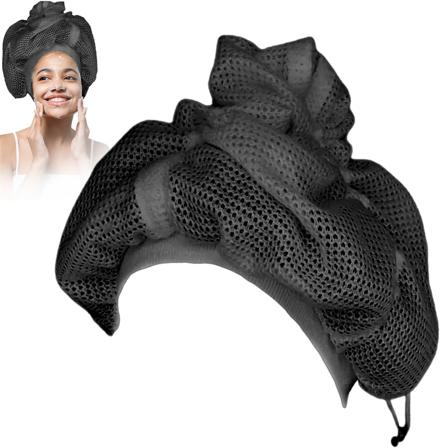 Net Plopping Cap for Drying Curly Hair, Adjustable Hair Drying Hoods, Soulta Net Plopping Bonnet, Reusable Mesh with Drawstring, Hair Net Snoods for Drying Curly Hair, Girls' Processing Caps