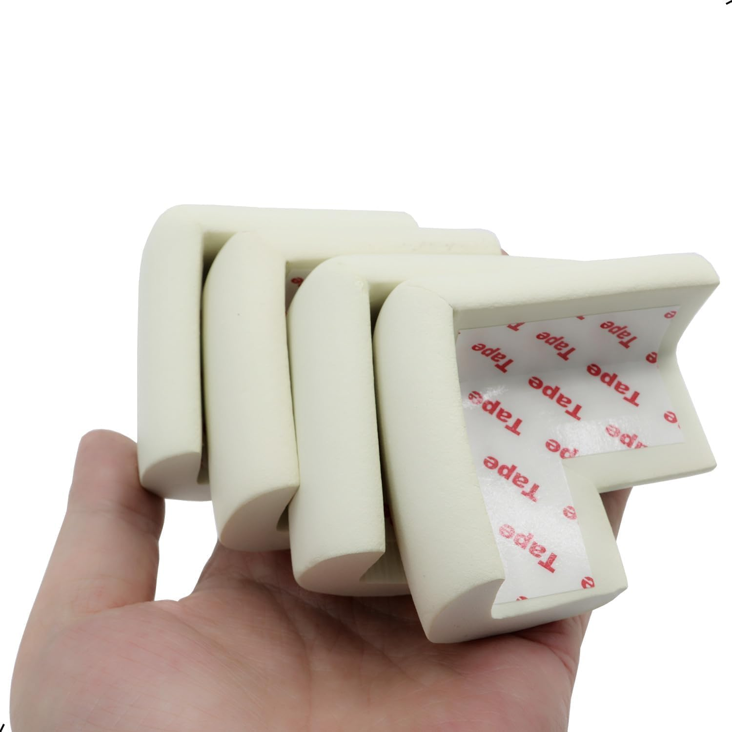 Foam Corner Protectors and Edge Guards for Proofing Furniture, Pre-Taped Safety Bumpers with Strong Adhesive, 4-Pack for Tables, Desks, Cabinets,White - Orevan image number 6