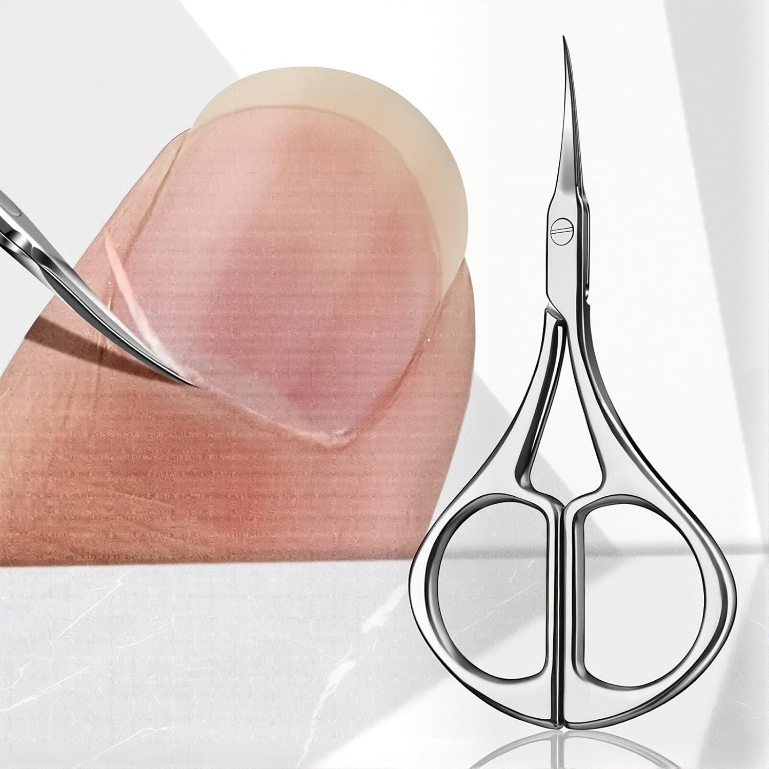 Nail Scissors - Cuticle Scissors 3.6 Inch Fine Tip Eyebrow Scissors Curved, Multi-Purpose Stainless Steel Grooming Tool for Nail, Eyebrow, Eyelash Care