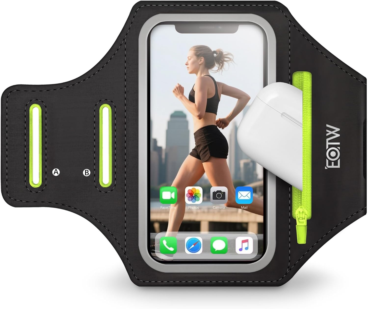EOTW Universal Sports Armband Mobile Phone Holder Arm with Airpods Case for MP3 Player/Iphone 16/15/14/13 Pro Max Galaxy S24+/S23+/S22/S21 (6.0 Inches ~ 6.7 Inches) image number 4
