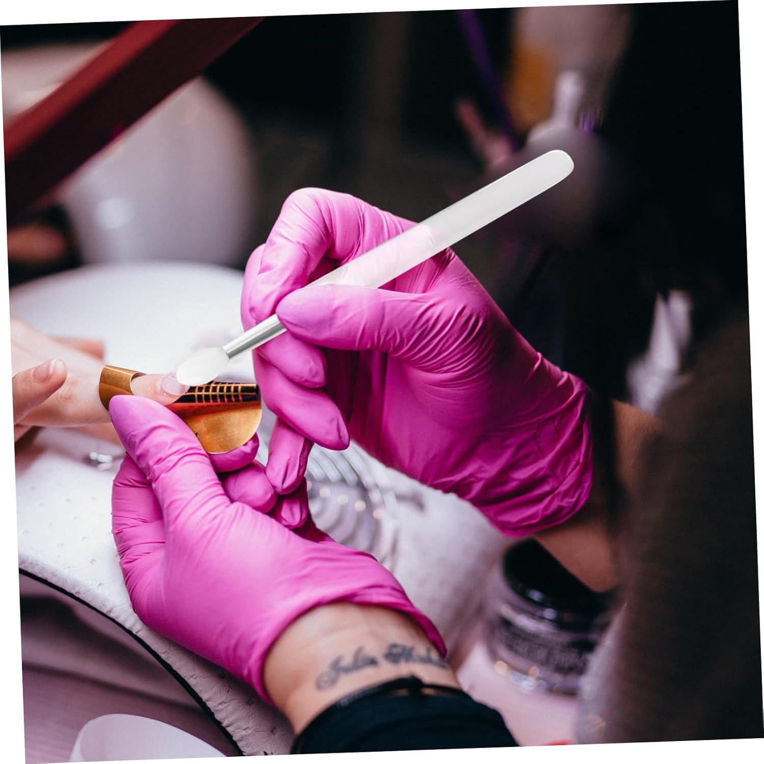 WRITWAA 20Pcs Nail Brush Nail Brush Makeup Tool for Powder Application Chrome Applicator image number 6