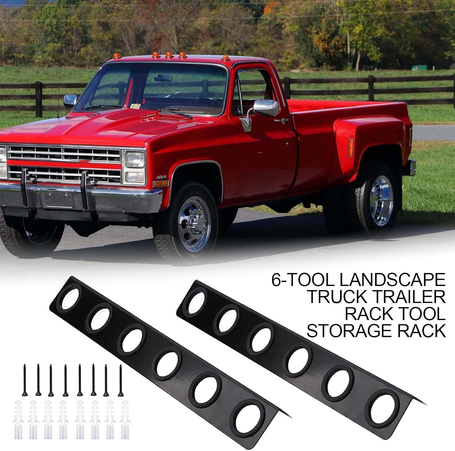 Tool Rack for Trailer, Upgraded 6-Tool Storage Rack Heavy Duty Shovel, 2Pcs Storage with Rubber Grommets, Mounting Hardware Accessories, Holds 6 Tools image number 4