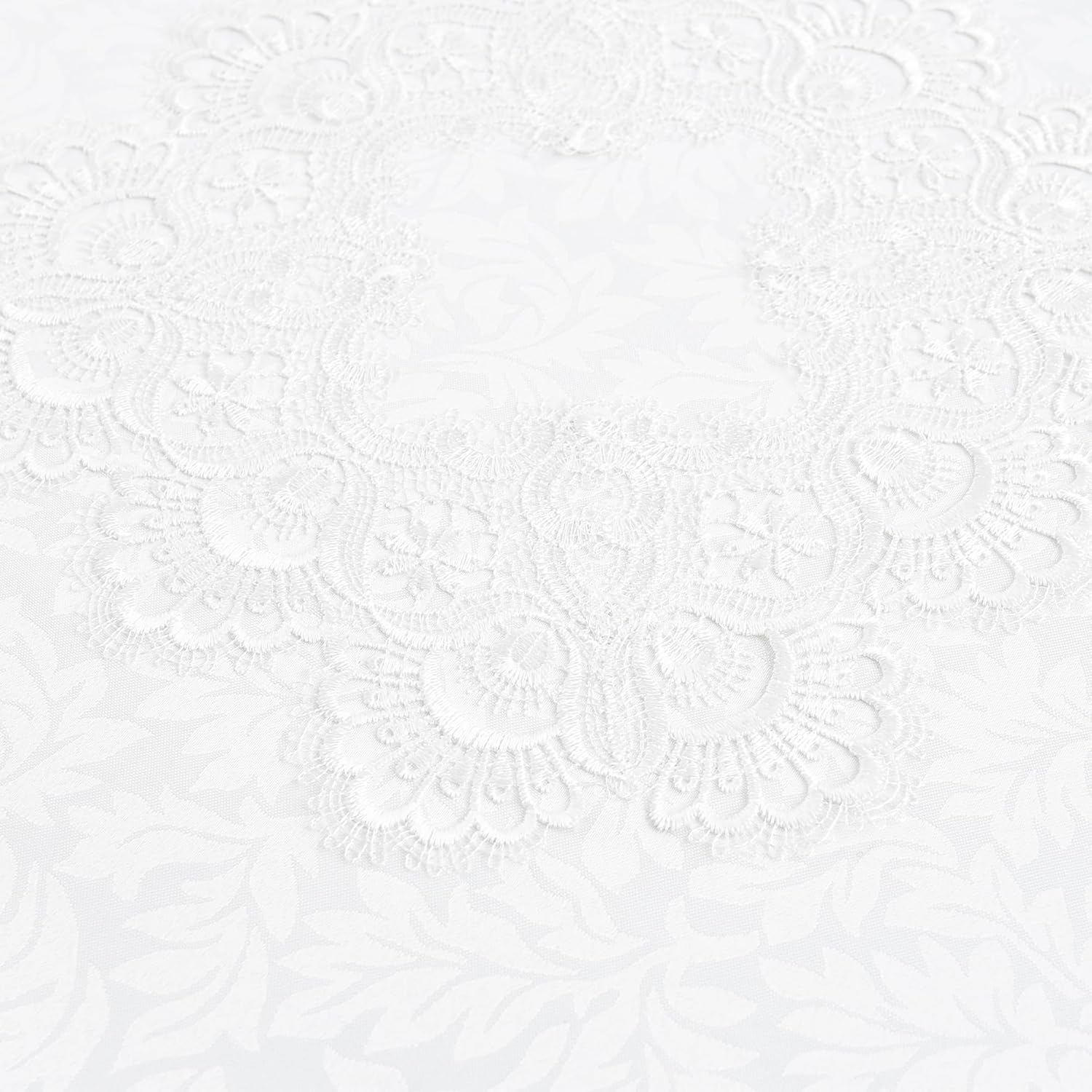 Elegant White Lace Jacquard Small Square Tablecloth for End Side Coffee Table Cover Home Decoration 36 X 36 Inch image number 4