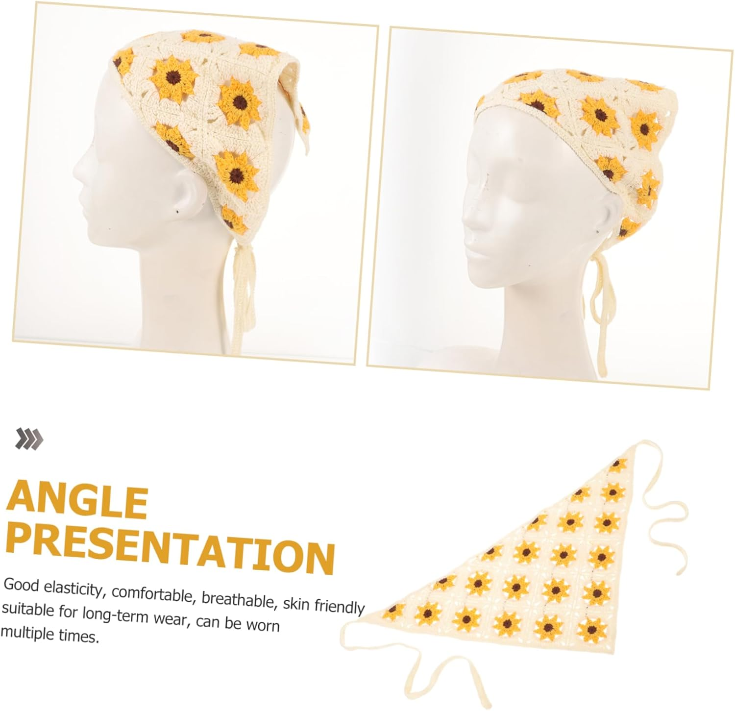 Yardenfun Flower Headscarf Knitted Headband for Women Hairbands Women Flower Head Scarf Cotton Headbands for Floral Crochet Bandana Floral Headbands Satin Lined Turbans for Strap - Green image number 6