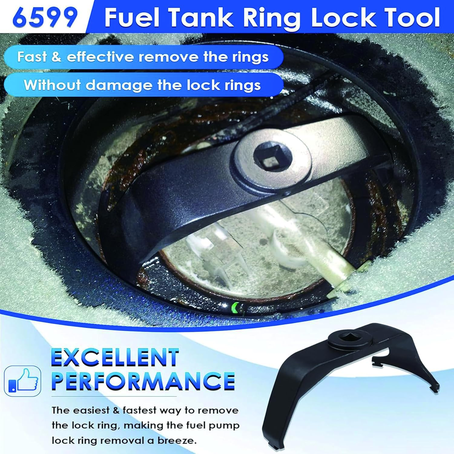 Fuel Pump Removal,Drive Fuel Tank Lock Ring Tool,6599 Fuel Tank Lock Ring Tool Fuel Pump Senders Removal Install Tools Compatible with Ford Chrysler Dodge Chevy Replacement for BMW image number 2