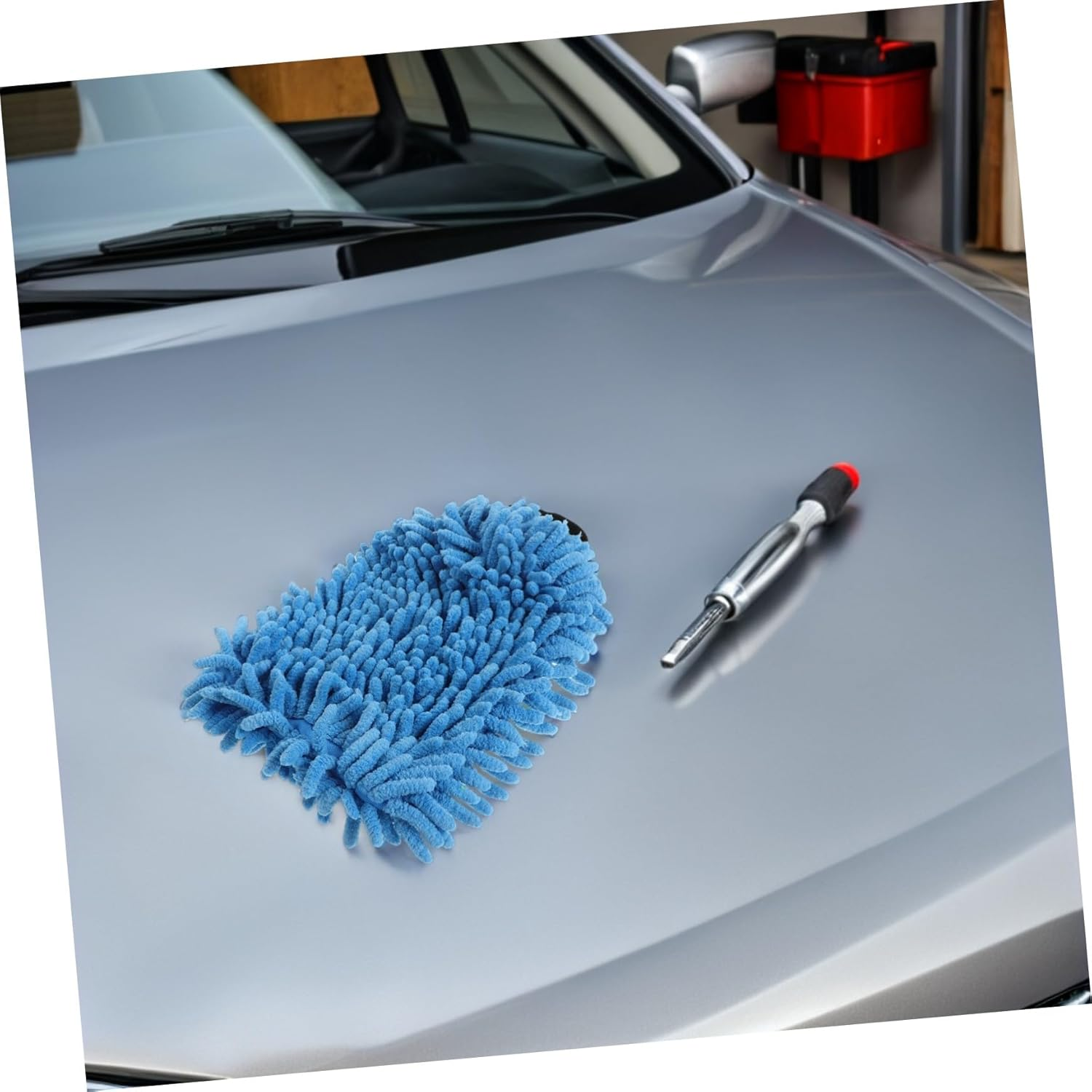 AKOOSY 4Pcs Microfiber Car Wash Mitts Chenille Absorbent Car Cleaning Gloves for Trucks Motorcycles Boats Reusable Automotive Detailing Tools for Exterior Care Random Color image number 1