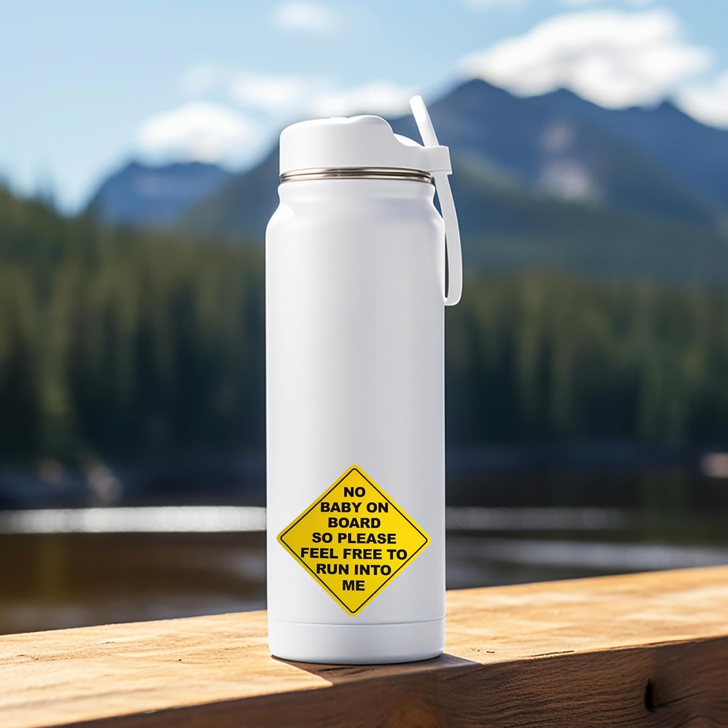 No Baby on Board so Please Feel Free to Run into Me Funny Sarcastic Vinyl Bumper Sticker Decal 5 Inch &ndash; Durable, Weather-Resistant Car Sticker image number 3