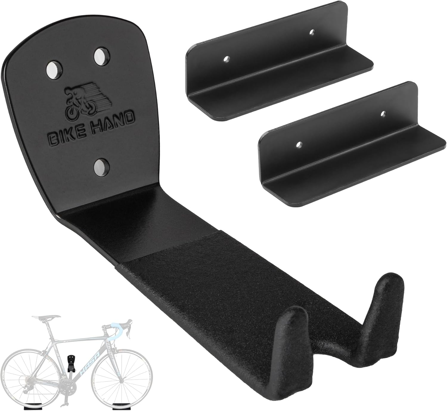 Bikehand Bike Bicycle Cycling Pedal Wall Mount Hangers - Heavy Duty Indoor Storage Stand Hook Rack - Store Your Road, Mountain or Hybrid Bikes in Garage or Home - 2 Pack image number 5