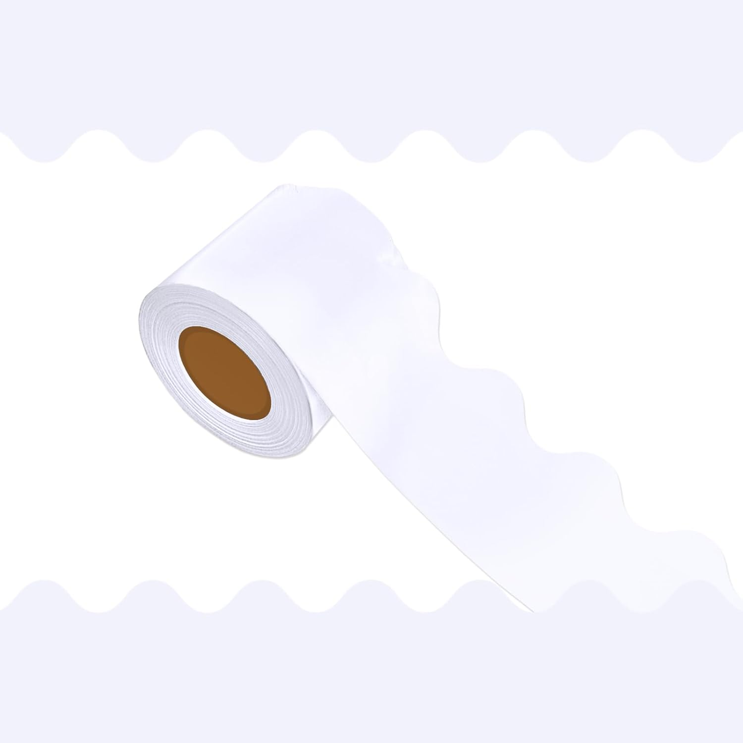 65Feet Scalloped Bulletin Board Borders with Wavy Line Design for School Classroom Offices Doors Decoration Strips (White)