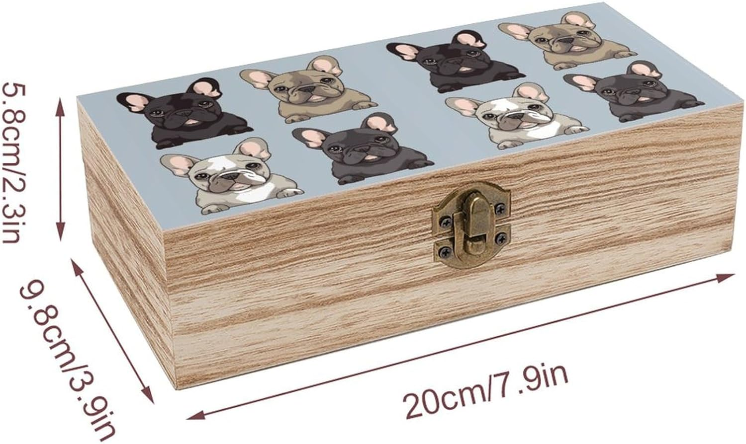 French Bulldog Wooden Box Wood Wedding Keepsake Boxes with Lids Small Decorative Boxes Lightweight Wooden Memory Storage Box for Crafts Keepsakes Jewelry Photo Letter Storage image number 6