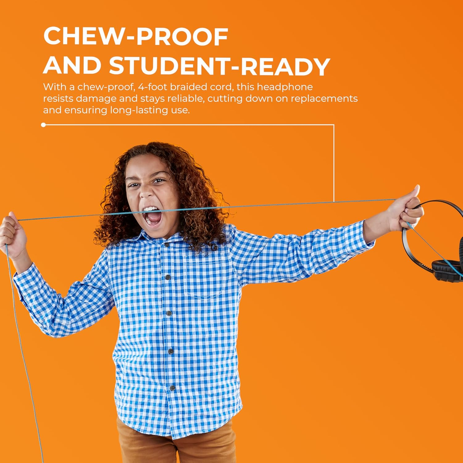 Gumdrop Droptech On-Ear Wired Headphones with Microphone | 3.5 Mm Jack Long Tangle Free Chew-Proof Cord Rugged Drop Tested and Comfortable for Kids, Students, Classroom and School Use - Black image number 3