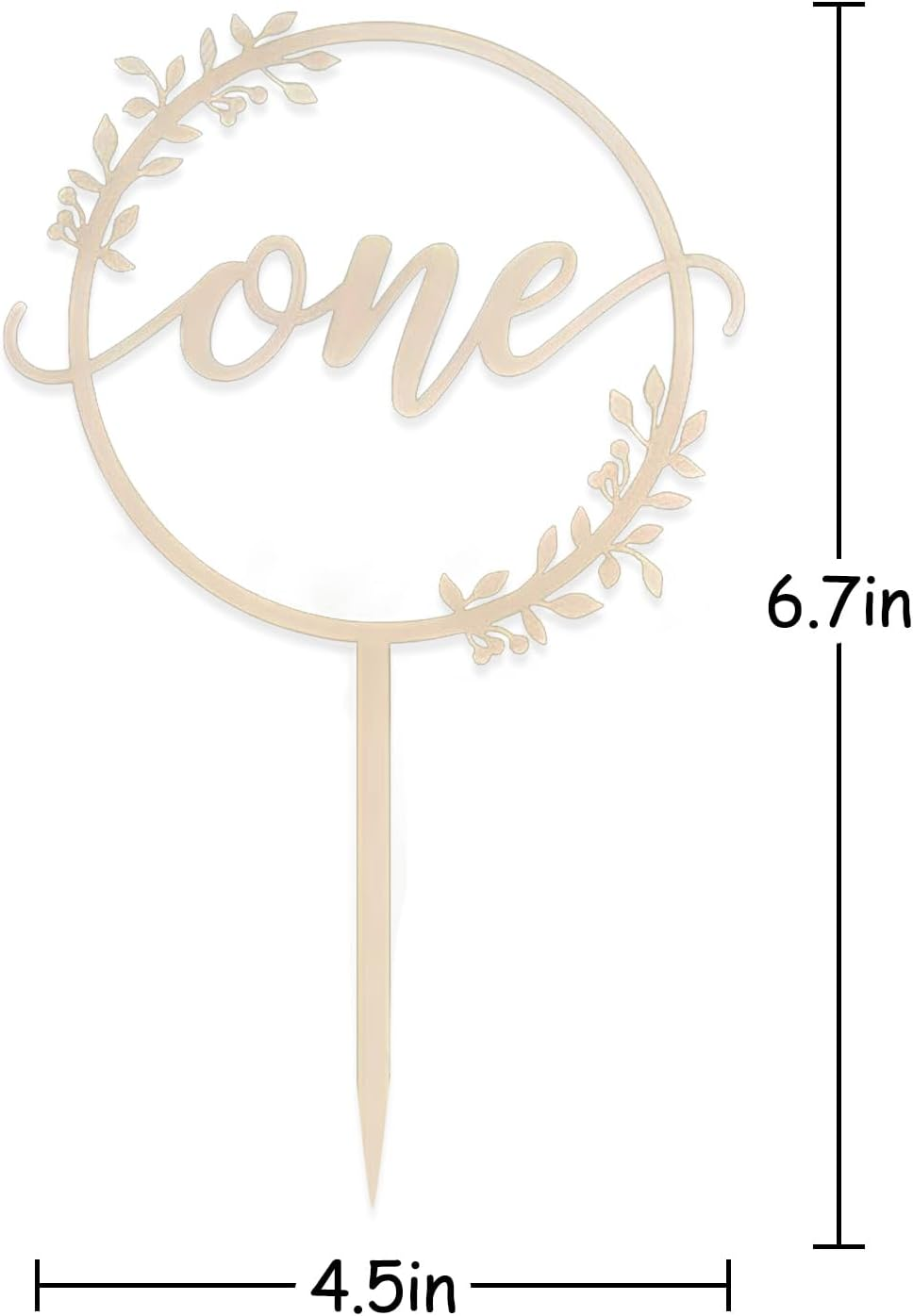 Wooden "One" Birthday Cake Decoration with Floral Garland Design - Wedding Anniversary Decoration - Suitable for Children or Adults as Birthday or Party Decoration image number 1