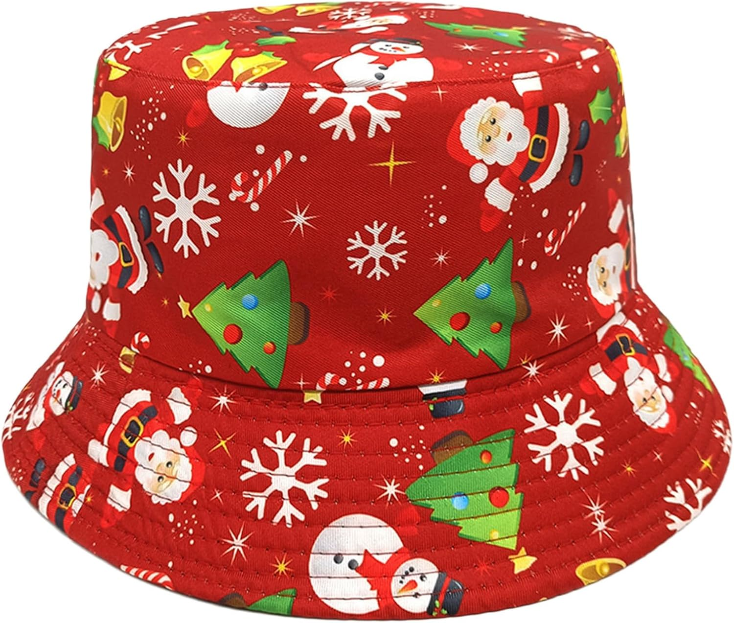Renvena Christmas Bucket Hat for Women Men Teens Unisex Santa Claus Snowflake Print Fisherman Cap image number 5