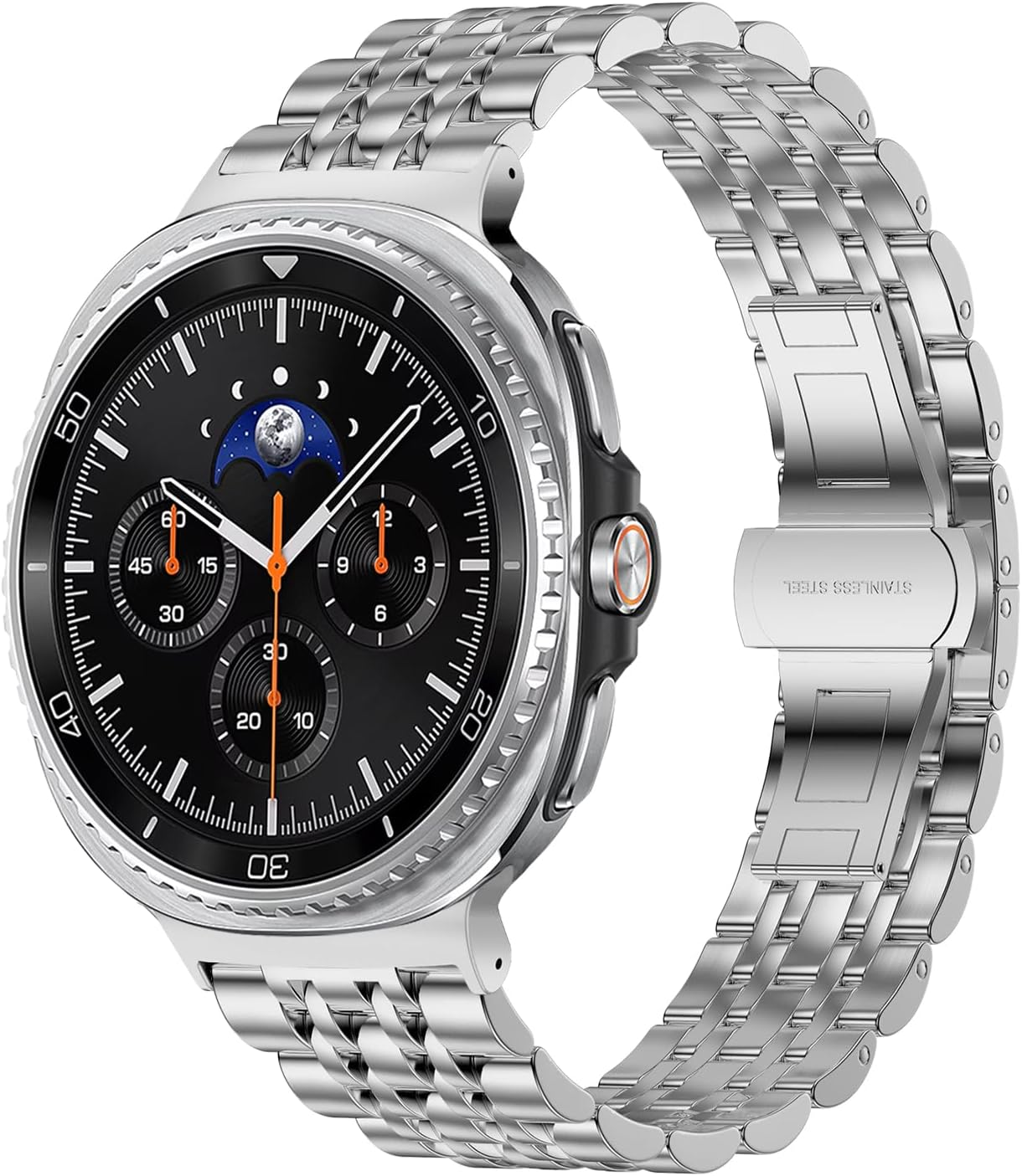 Hinnwer Strap for Samsung Galaxy Watch 8 40 Mm 44 Mm/8 Classic 46 Mm, Replacement Wristbands Stainless Steel Metal Replacement Bracelets Adjustable Bracelet for Samsung Galaxy Watch 8 Classic 46 Mm