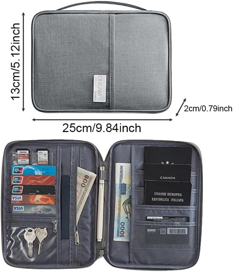 Large Waterproof Passport Card Holder Travel Document Wallet Bag (Black) image number 2
