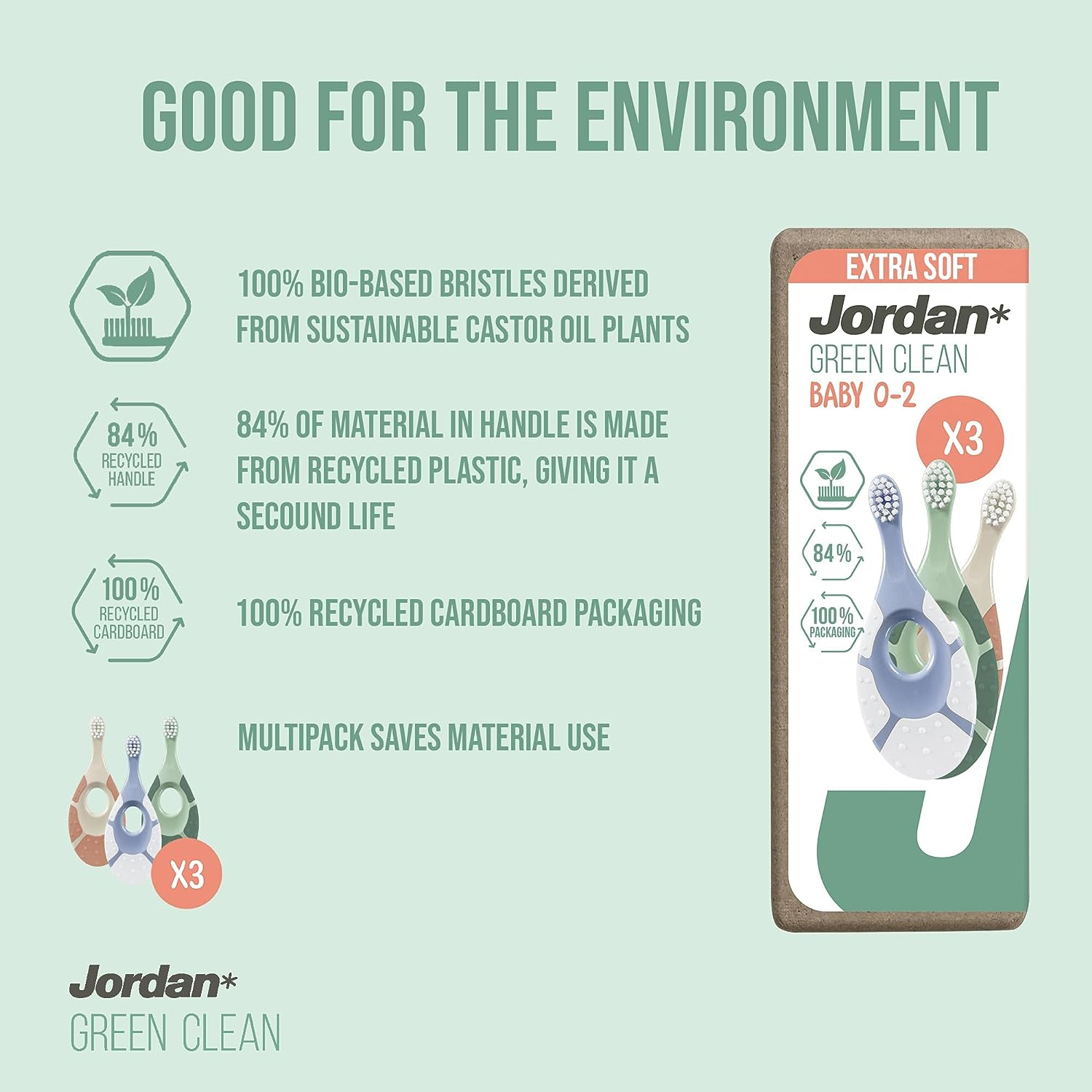 Jordan* &reg; | Step 1 Green Clean Toddler Toothbrush | Pack 3 Units image number 6