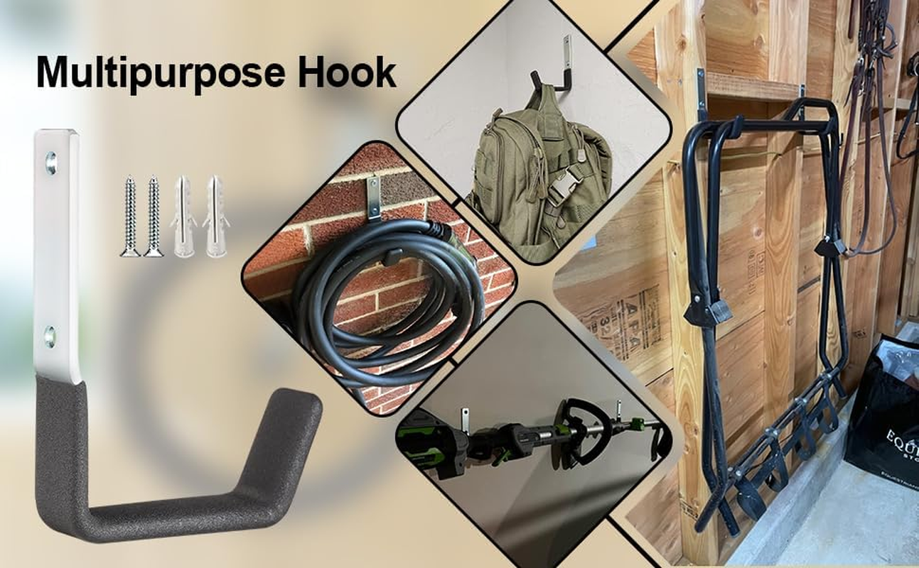 PYBTOOL Utility Hooks for Garage Wall, Heavy Duty Garage Storage Utility Hooks, Garden Tool Organiser, Steel Wall Mount Storage Hooks (Small 9 X 12 Cm) image number 3