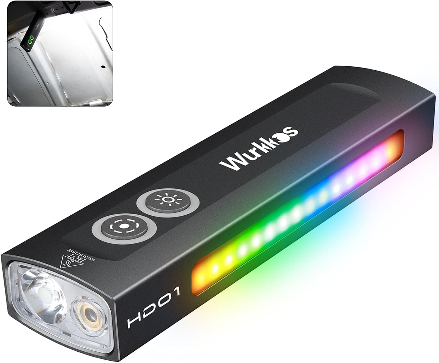 Wurkkos HD01 Flat EDC Flashlight with RGB Light and Green Beam,1200 Lumens Rechargeable EDC Flashlight,Triple Light Sources Pocket Lights,Magnetic Flashlight for Outdoors,Work,Emergency