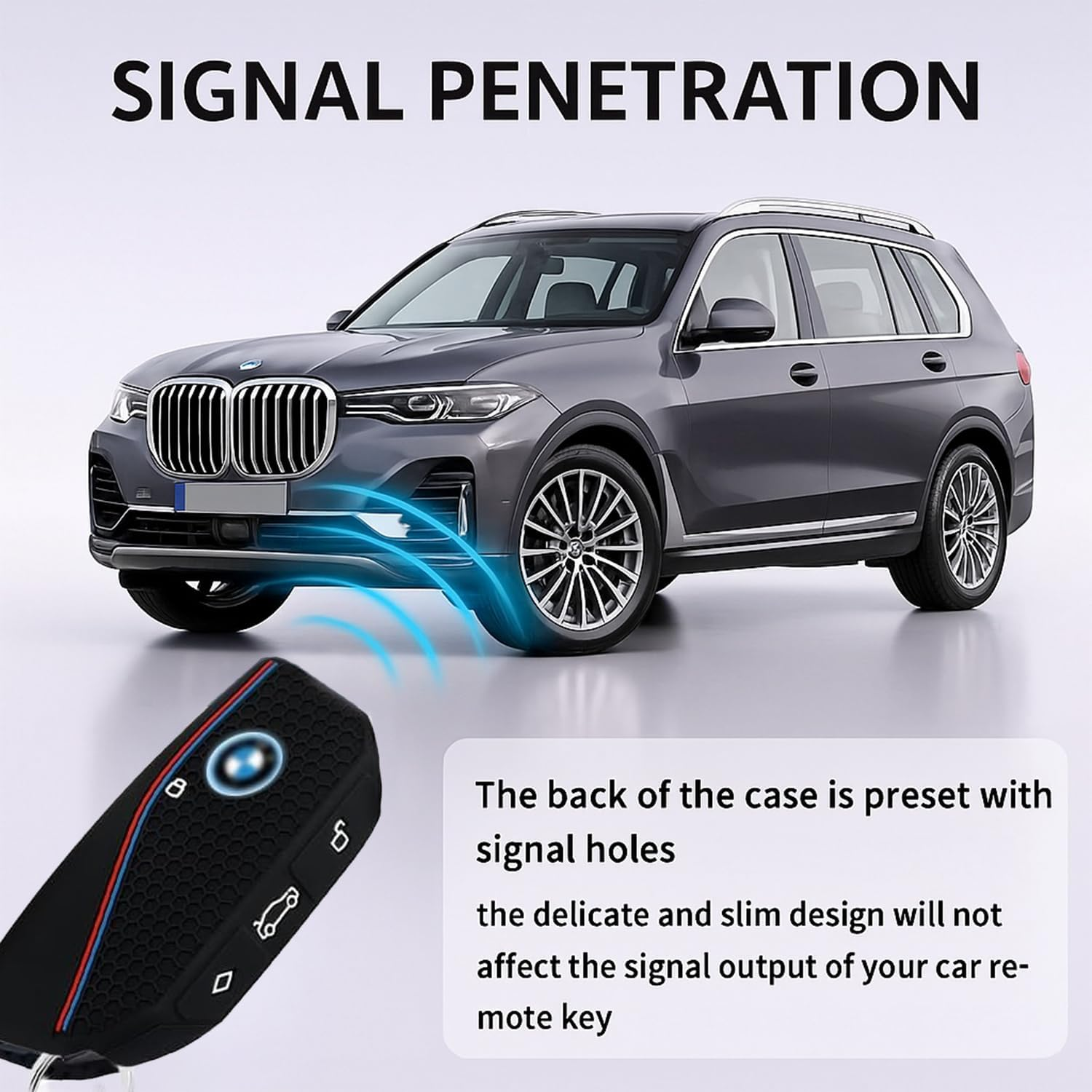 Compatible with BMW Key Fob Cover,2Pcs Car Key Fob Protector with 2PCS Rings Reduces Key Scratches, Silicone Car Key Cover image number 4