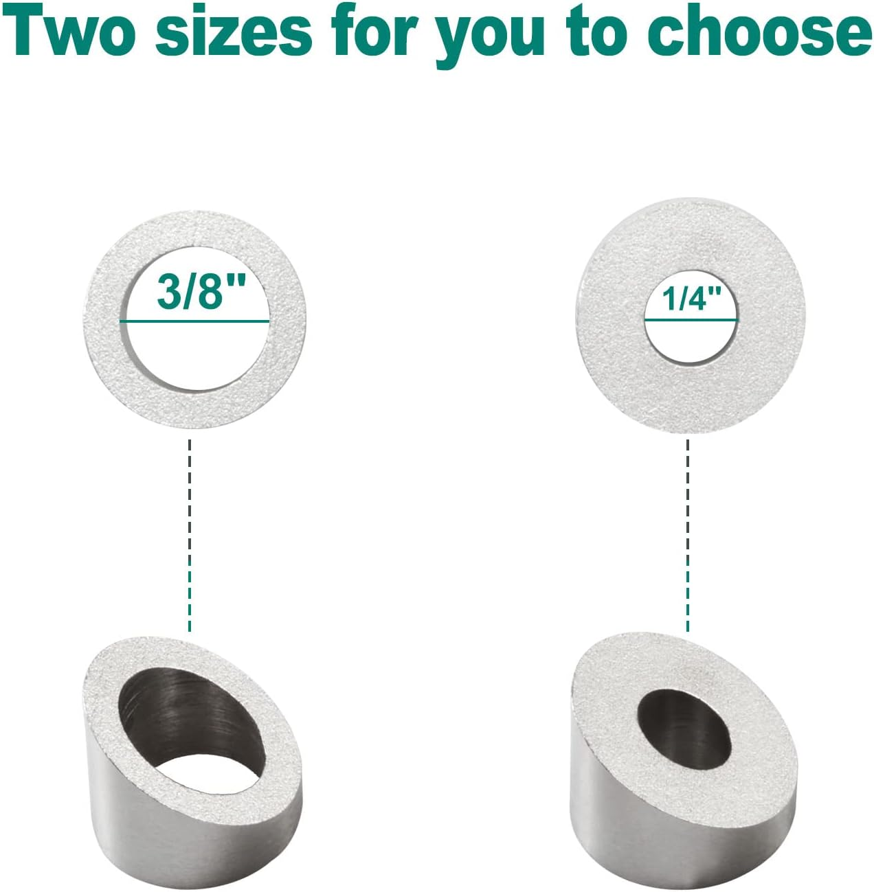 SPEEDWOX 10 Pcs 1/4" 30 Degree Angle Beveled Washers, 316 Stainless Steel Angled Washers, Suit for 1/8" to 3/16" Wire Rope Cable Application