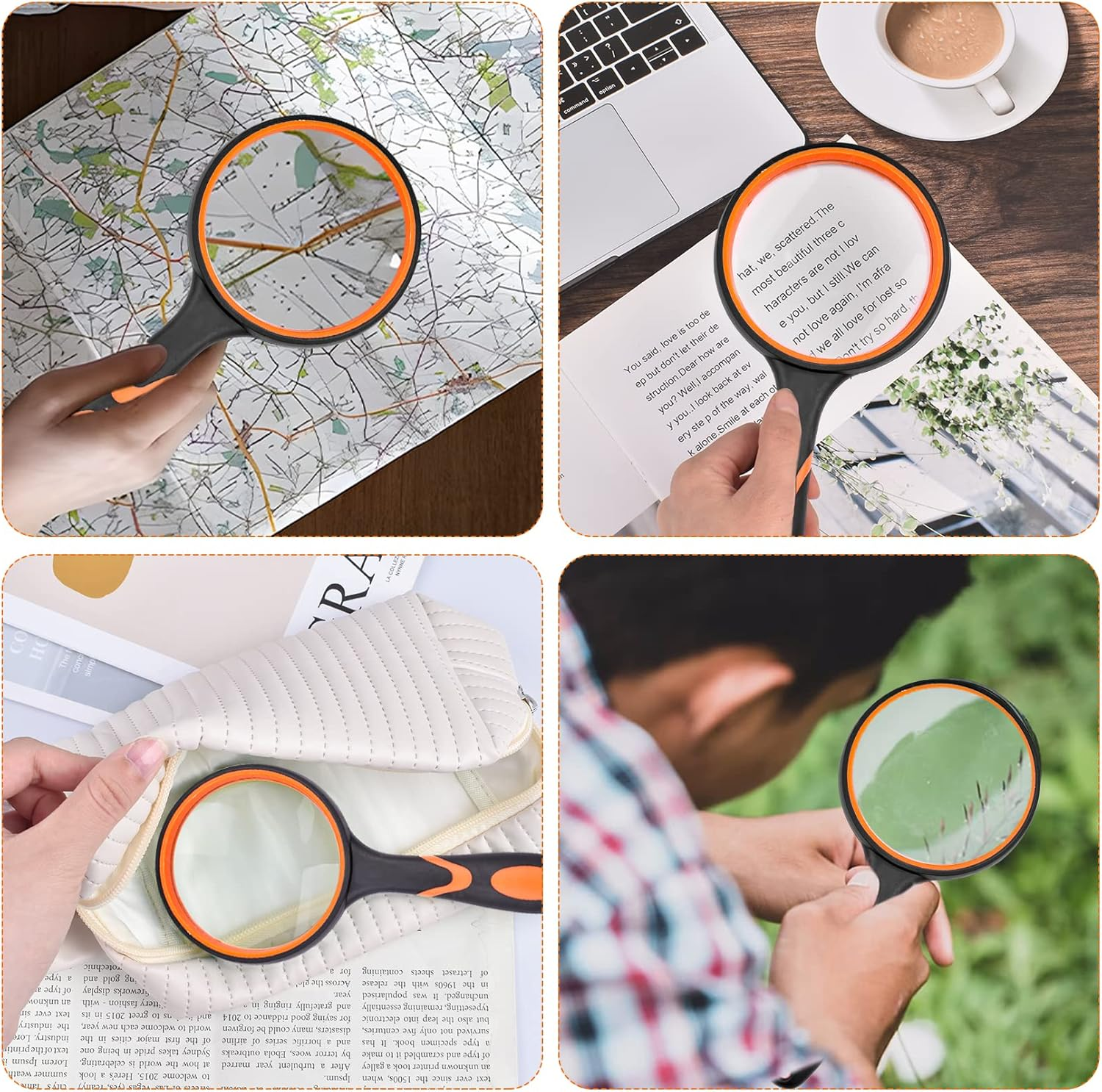 JINGIHE 10X Magnifying Glasses, 1Pc Plastic Page 75Mm Reading Magnifier for Seniors Kids, Handheld Magnifying Glass Study Supplies with Non-Slip Rubber Handle for Book Science Nature Exploration image number 2
