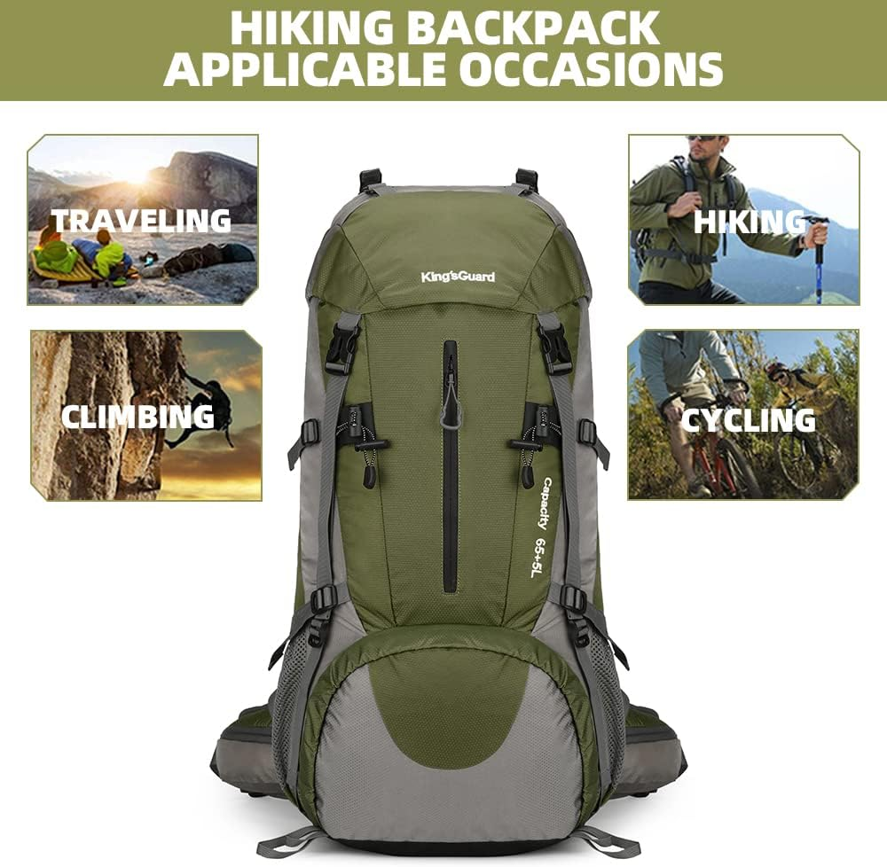 Hongxinghai 70L Camping Hiking Backpack with Rain Cover Waterproof Backpacking Backpack for Hiking Treeking Climbing Outdoor