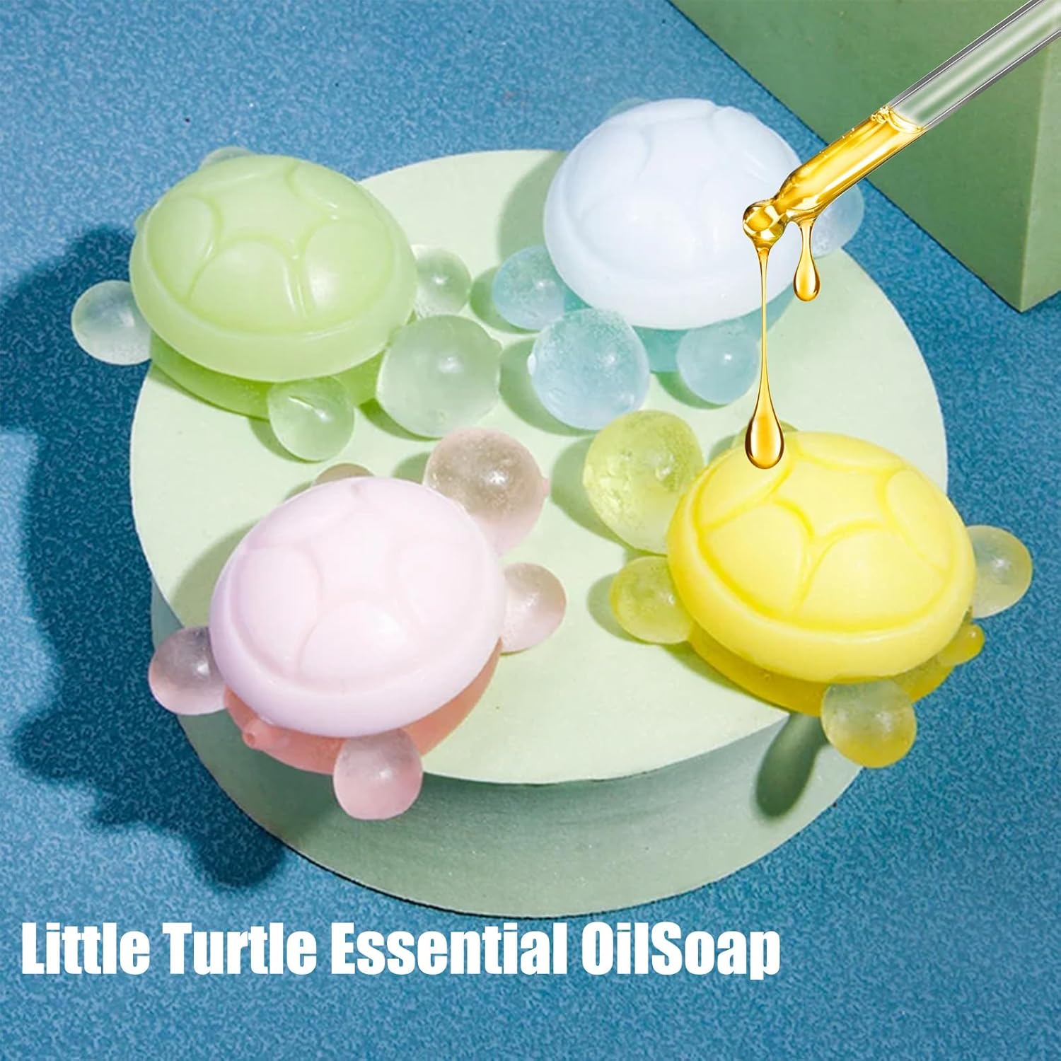 Little Turtle Handmade Essential Oil Soap, Turtle Soap, Turtle Shape Scented Botanical Bath Soap Bars, Cute Mini Turtle Moisturizing Soap for Kids, Face Body Moisturizing Artisanal Soap (J) image number 2