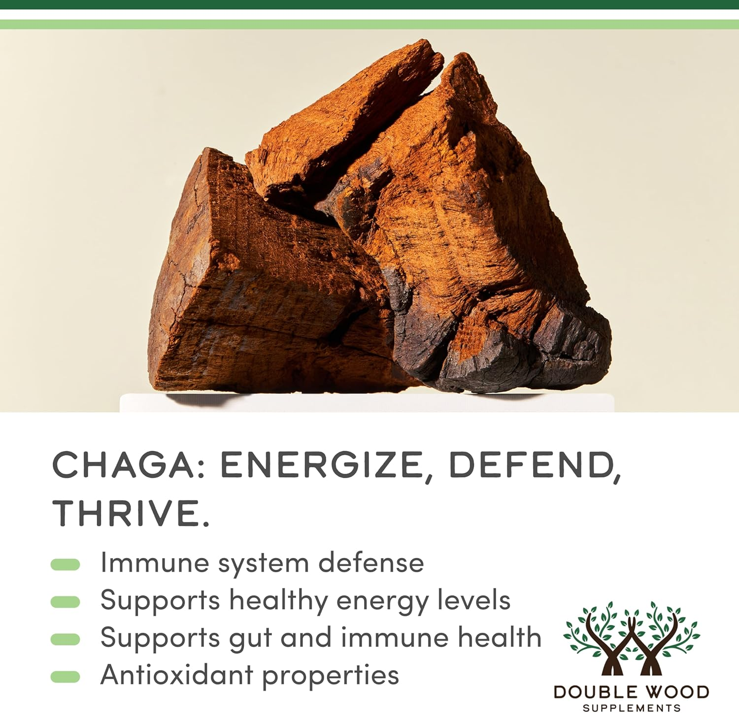 Chaga Mushrooms Capsules 120 Count (1,000Mg per Serving) High in Polysaccharides, Beta Glucans, and Terpenoids - Grown and Made in the USA, Vegan Safe, Organic by Double Wood Supplements image number 4