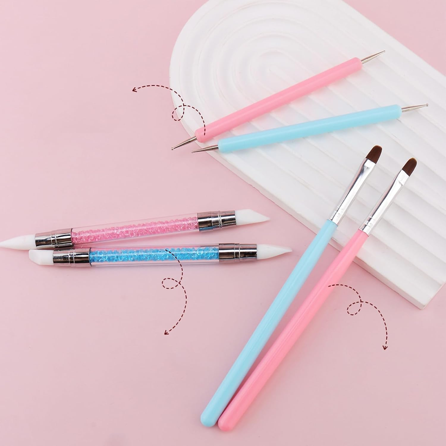 Nail Pens, Double-Ended Nail Brushes Kit | Detail Gel Sculpture Manicure Kit Liner Brush for Salon Home Travel image number 1