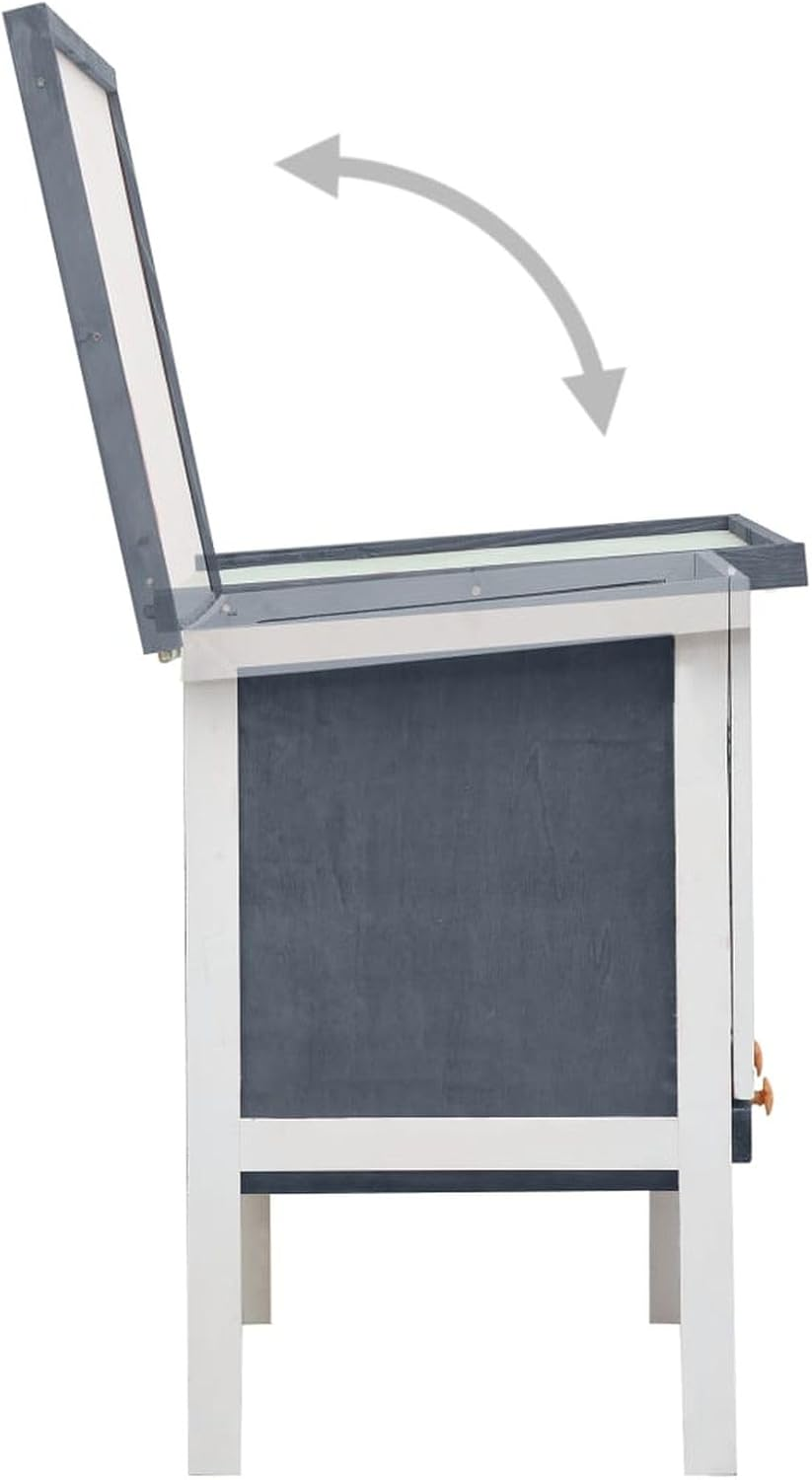 Elevated Wooden Rabbit Hutch, Indoor/Outdoor Bunny Cage with Weatherproof Green Asphalt Roof,Slide Bolt Latch and Removable Tray for Rubbit,Guinea Pig,Hamster (Grey, 90L X 45W X 65H) image number 1