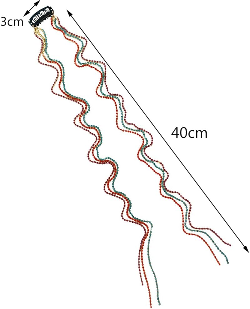 2Pcs Bling Bling Rhinestones Head Chain Hairpin Hair Clip Headdress Jewelry Luxury Long Tassel Bride Ornaments Girls Hair Accessories (Colorful Six Rows) image number 4