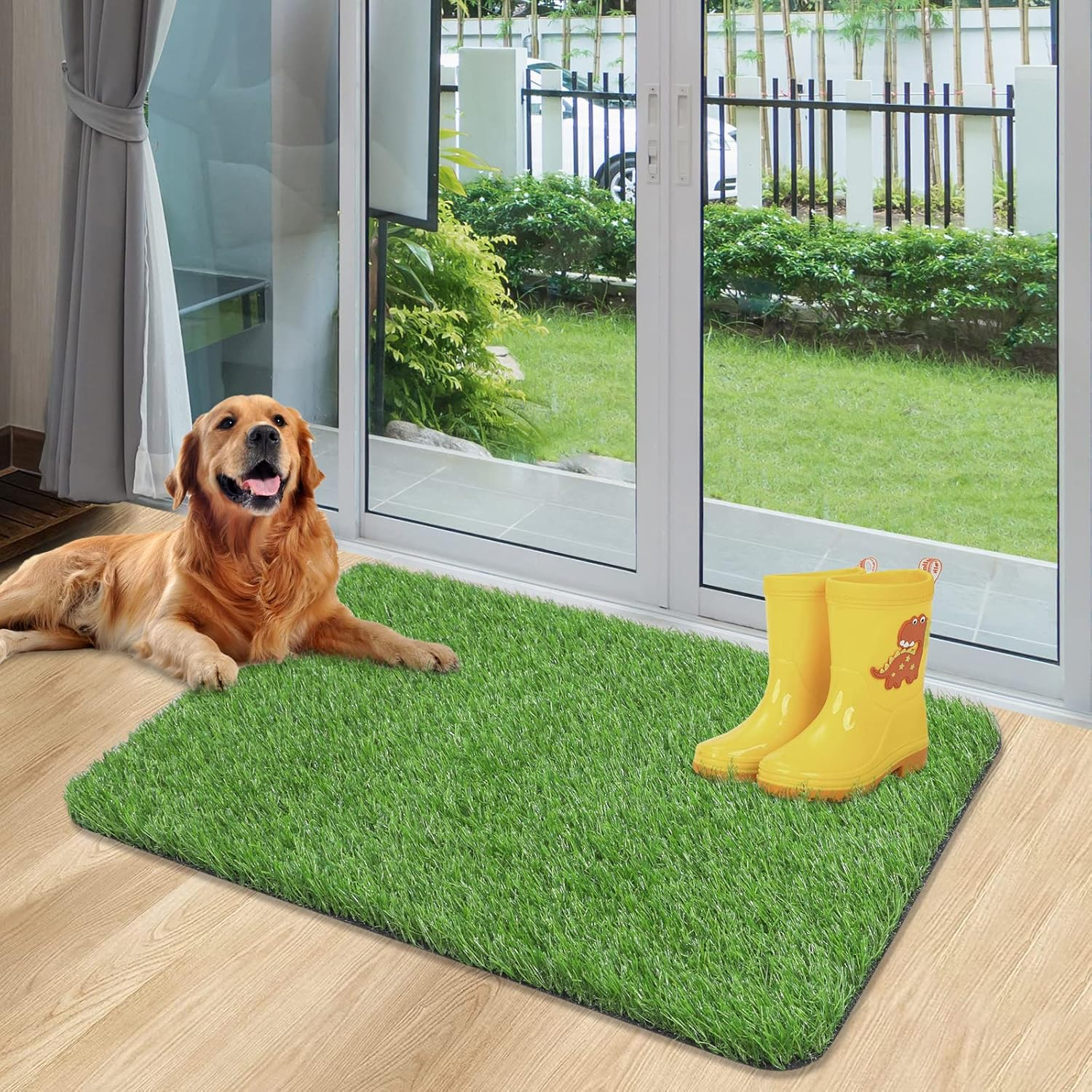 TREETONE Artificial Grass Door Mat, Thick Turf Grass Indoor/Outdoor Rug, Perfect for Entryway, Patio Lawn Synthetic Doormat, Dog Realistic Grass Mats, 24X35 Inches image number 3