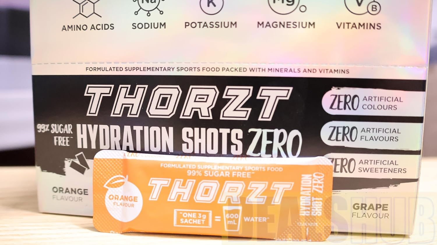 Thorzt Sugar Free Hydration Shot Zero Natural - Pack of 50 Sachets - Electrolyte (MIXED FLAVOURS) - Mango Pineapple - Grape - Orange - Strawberry Watermelon - Wild Berry image number 4