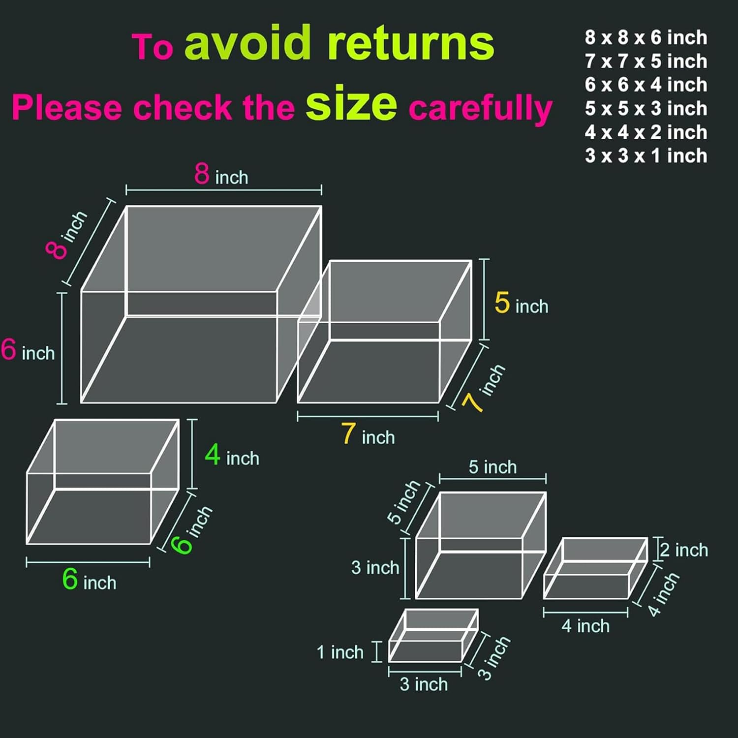 6Pcs Acrylic Boxes for Display Buffet Food Risers and Stands, Display Table Stand Shelf with Hollow Bottoms for Party Catering Dessert Jewelry Collectibles, Clear image number 1